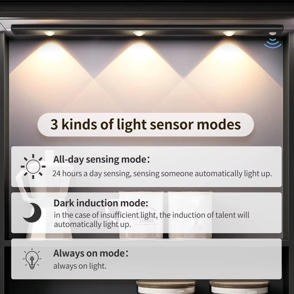 Ultra-Thin Wireless Cabinet Light — Motion Sensor, 3 Colors, Dimmable