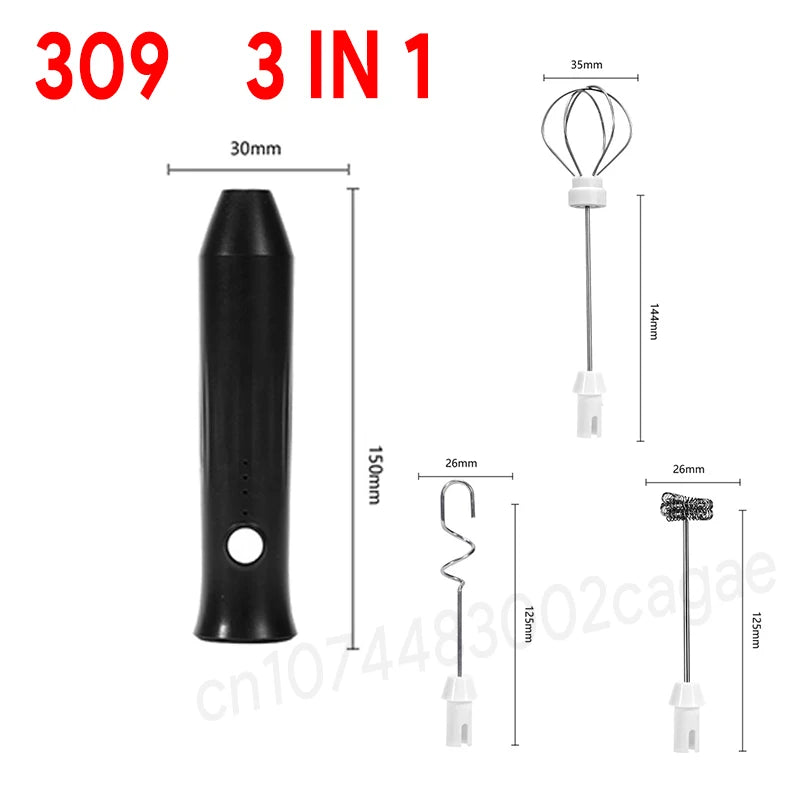 Rechargeable Electric Milk Frother — 3 Speed Settings