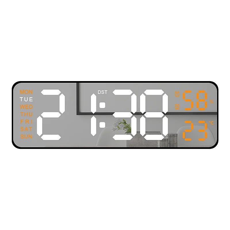 Large Digital Wall Clock — LED Display, Temperature, Humidity & Auto Dimmer