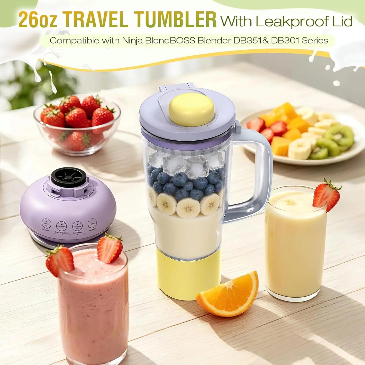 Ninja BlendBOSS Replacement Cup — 26oz Leak-Proof Travel Tumbler