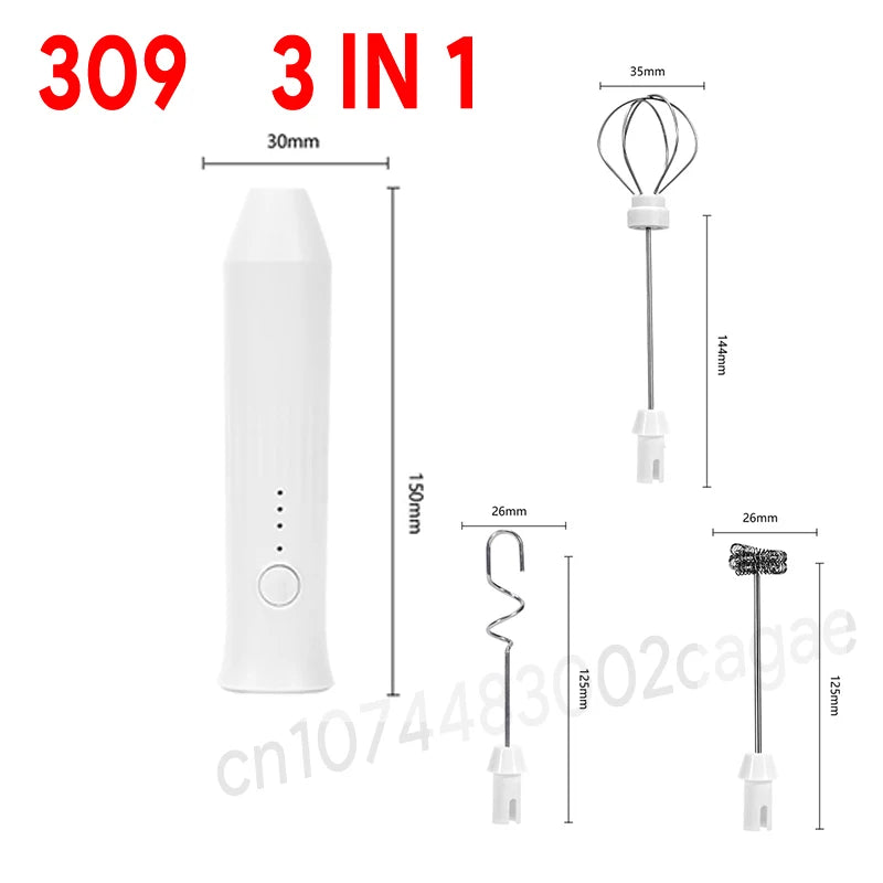 Rechargeable Electric Milk Frother — 3 Speed Settings