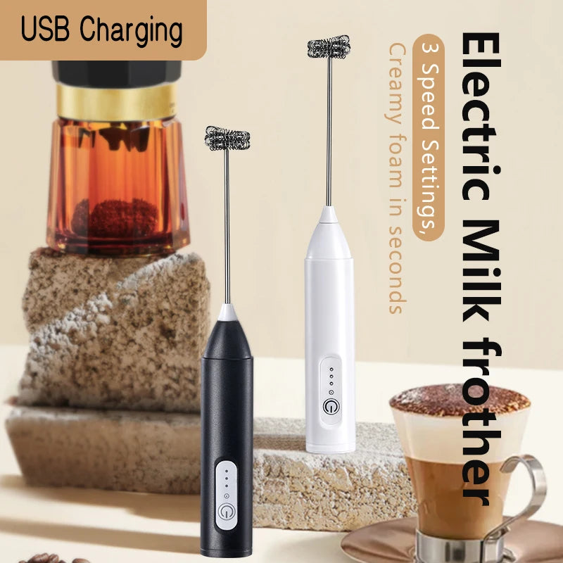 Rechargeable Electric Milk Frother — 3 Speed Settings