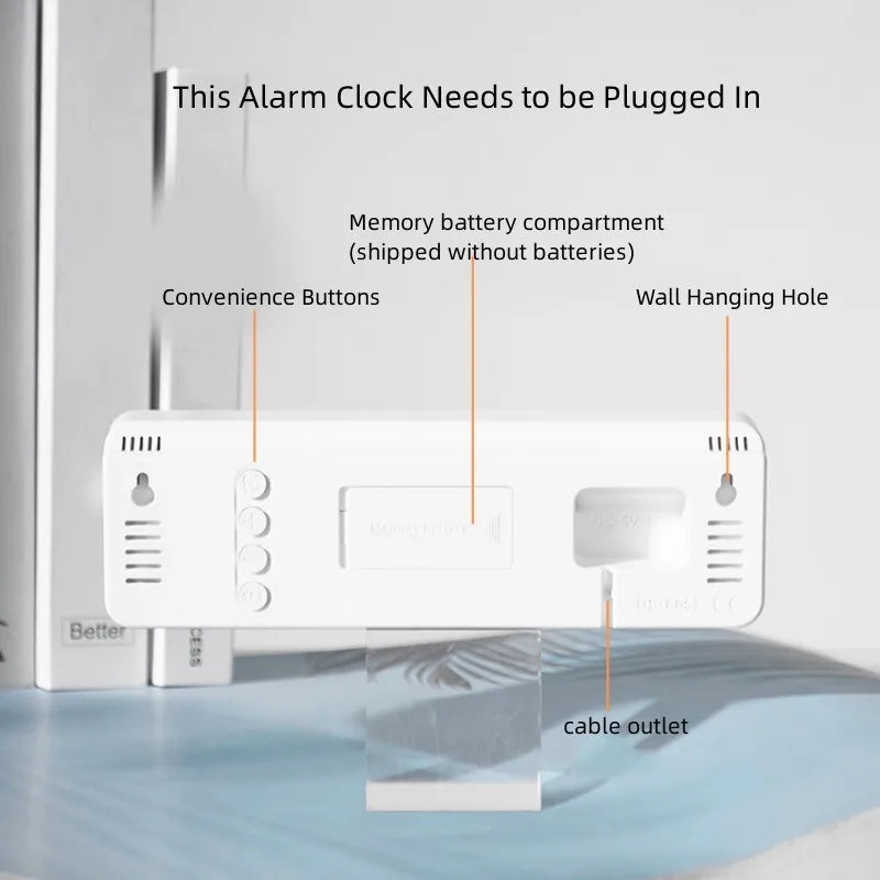 Large Digital Wall Clock — LED Display, Temperature, Humidity & Auto Dimmer