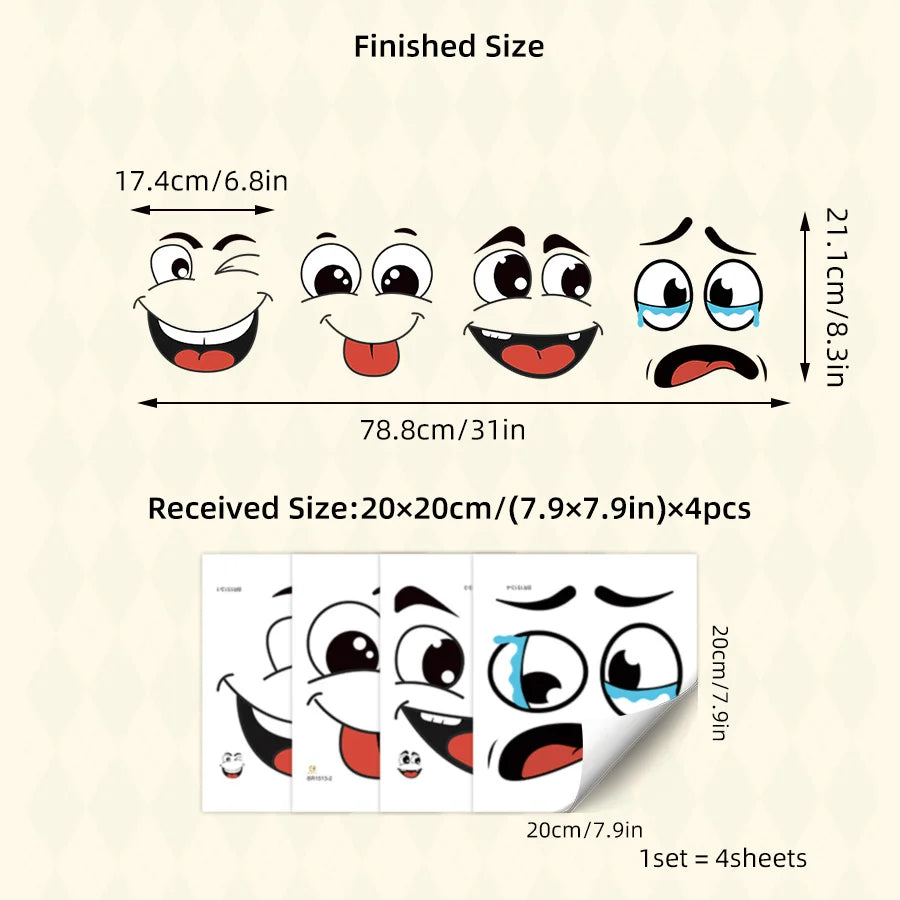 Cartoon Face Sticker Set — Fun Home Decor for Any Surface