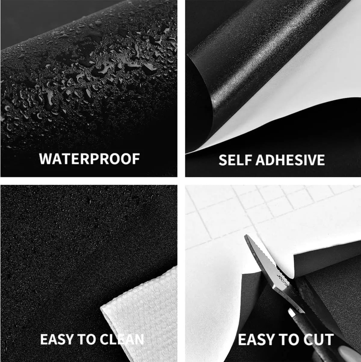 Matte Black Self-Adhesive Wallpaper — Waterproof & Removable