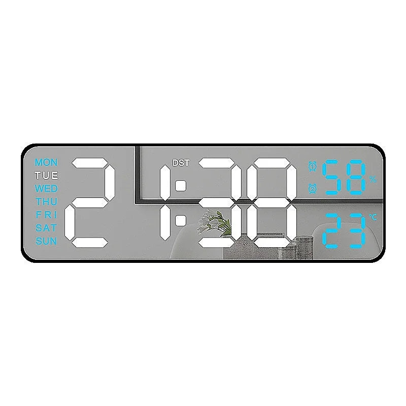 Large Digital Wall Clock — LED Display, Temperature, Humidity & Auto Dimmer