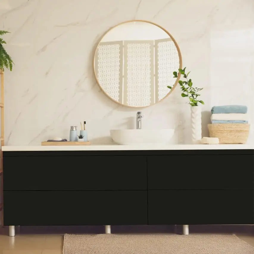 Matte Black Self-Adhesive Wallpaper — Waterproof & Removable